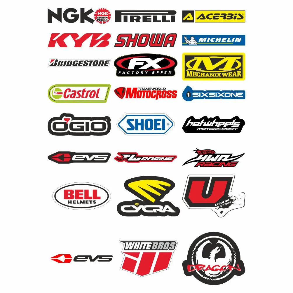 Sticker Master Sponsor Set 9 Sticker Etiket Laptop Stiker Etiket Çıkarma 27 Parça Oto Motor Araba Bisiklet Sticker Master