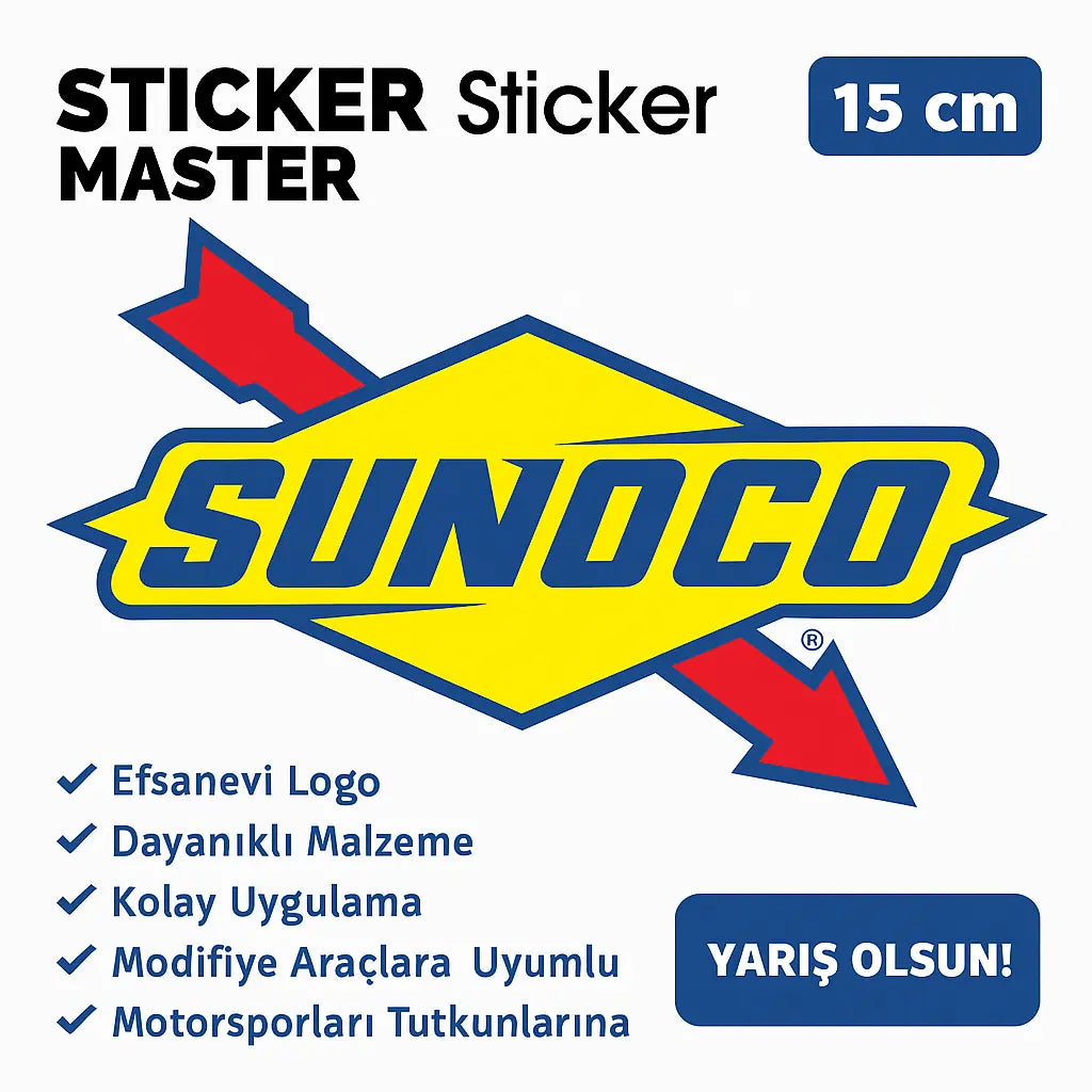 Sticker Master Sunoco Sticker – Motor, Kask, Araba, Laptop İçin Dayanıklı Yarışçı Etiket 15 Cm Sticker Master