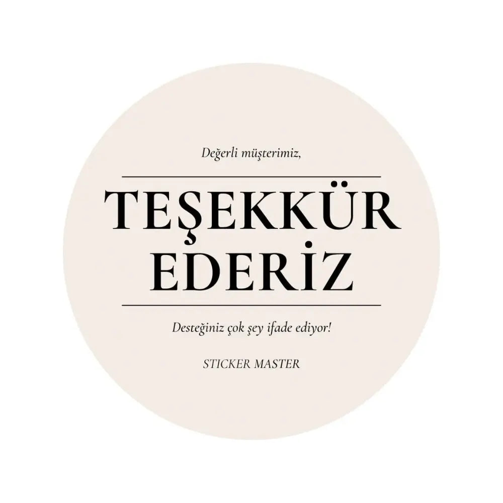 Sticker Master Teşekkür Sticker – 3x3 cm | Zarif ve Etkili Minnet İfadesi (50'li Set) Sticker Master