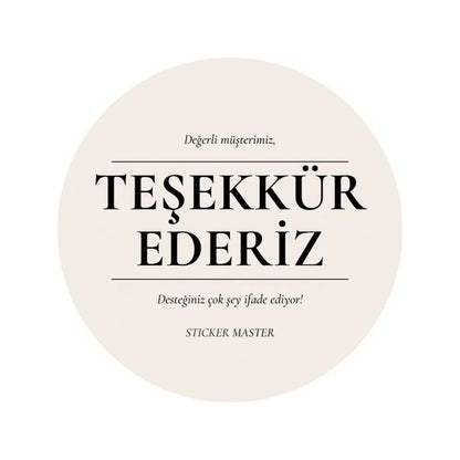 Sticker Master Teşekkür Sticker – 3x3 cm | Zarif ve Etkili Minnet İfadesi (50'li Set) Sticker Master