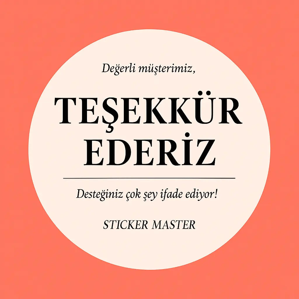 Sticker Master Teşekkür Sticker – 3x3 cm | Zarif ve Etkili Minnet İfadesi (50'li Set) Sticker Master