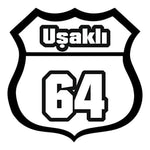Sticker Master Uşaklı 64 Sticker – 12 cm Plaka Tasarımlı Memleket Etiketi Sticker Master