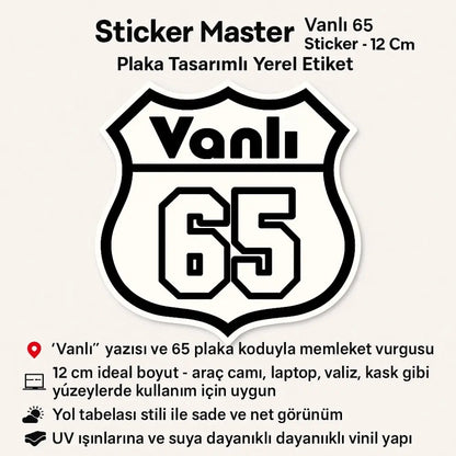 Sticker Master Vanlı 65 Sticker – 12 cm Plaka Tasarımlı Yerel Etiket Sticker Master