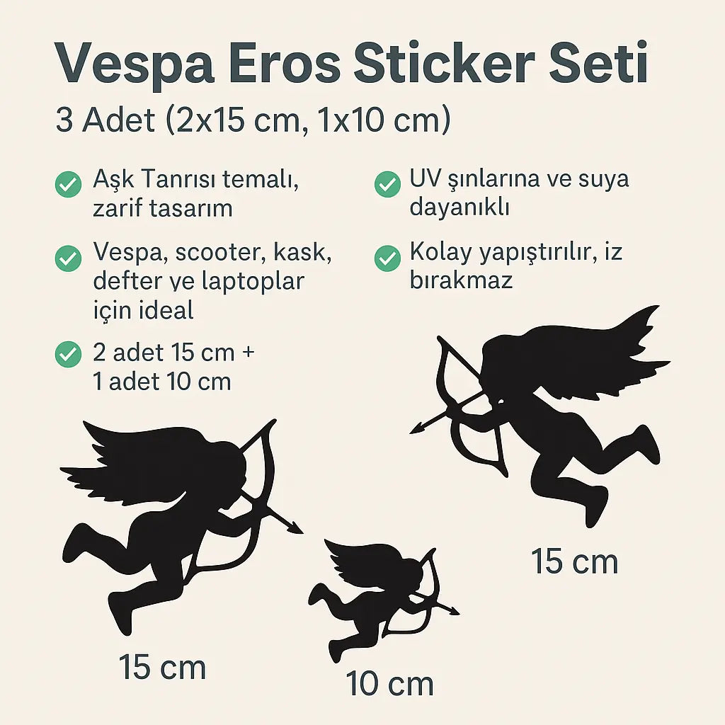 Sticker Master Vespa Eros Sticker Seti – 3’lü (2 Adet 15 cm + 1 Adet 10 cm) Sticker Master