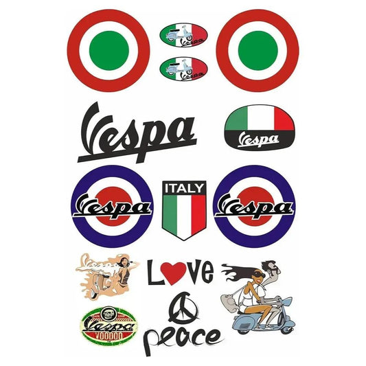 Sticker Master Vespa İtalyan Ön Şerit Sticker Seti Motor, Kask, Laptop, Araba, Oto Araç İçin Dayanıklı Etiket Decal Sticker Master