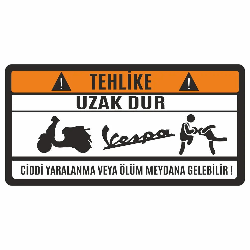 Sticker Master Vespama Dokunma Sticker Motor, Kask, Laptop, Araba, Oto Araç İçin Dayanıklı Etiket Decal 15 Cm Türkçe Sticker Master