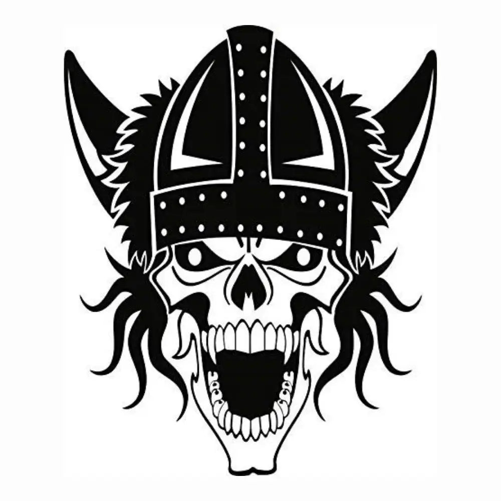 Sticker Master Viking Kasklı Kafatası Sticker - Motor, Kask, Laptop, Araba ve Oto Araç İçin Dayanıklı Etiket (15 cm) Sticker Master