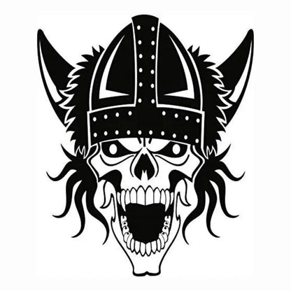 Sticker Master Viking Kasklı Kafatası Sticker - Motor, Kask, Laptop, Araba ve Oto Araç İçin Dayanıklı Etiket (15 cm) Sticker Master