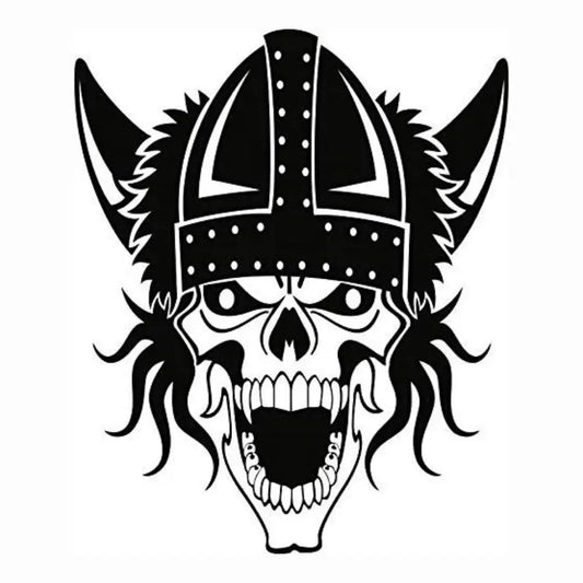 Sticker Master Viking Kasklı Kafatası Sticker - Motor, Kask, Laptop, Araba ve Oto Araç İçin Dayanıklı Etiket (15 cm) Sticker Master