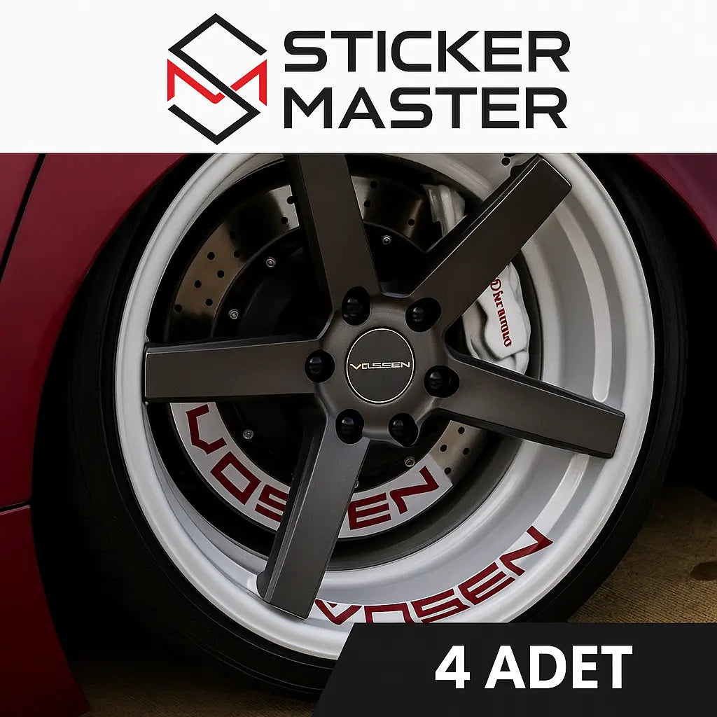 Sticker Master Vossen Jant Çember Sticker Seti – 4 Parça, Suya ve UV’ye Dayanıklı 40 Cm Sticker Master