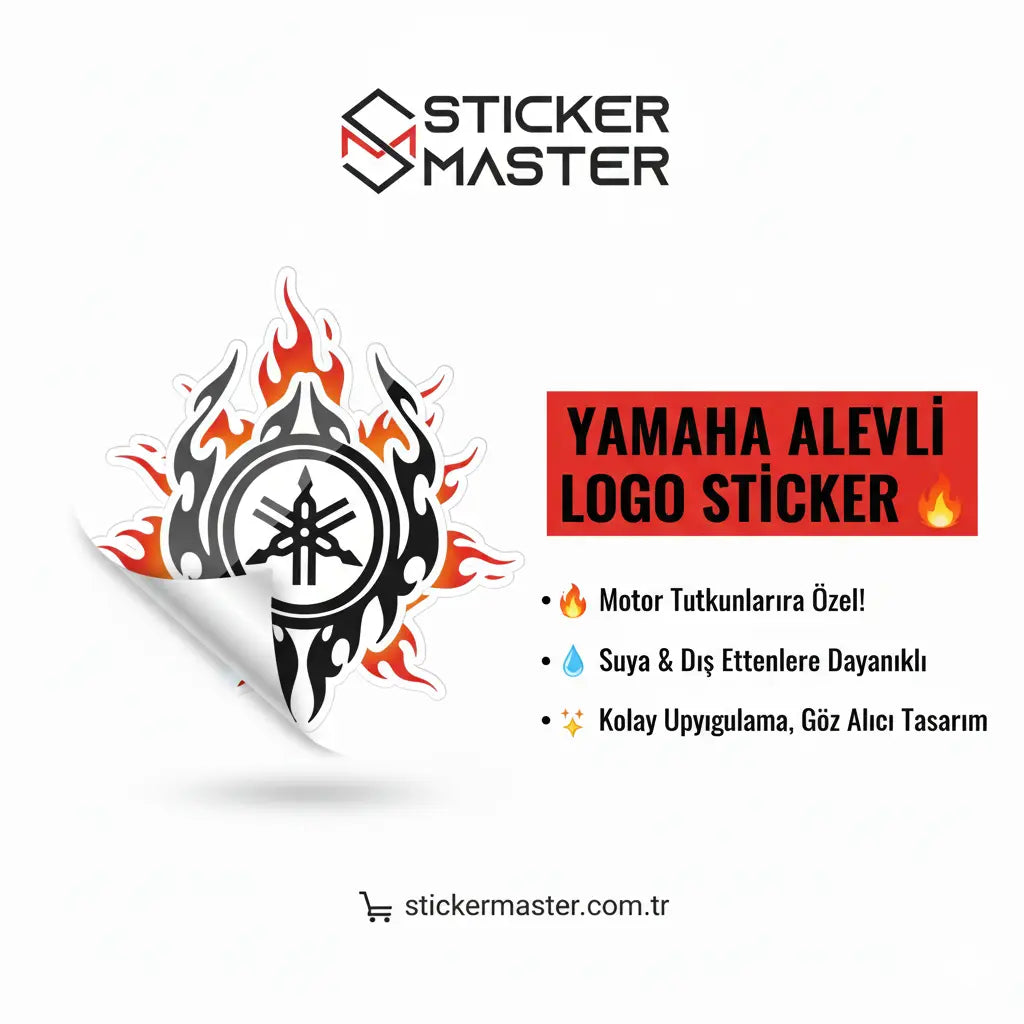 Sticker Master Yamaha Alevli Logo Sticker Motor Çıkartma Etiket 15 Cm Sticker Master