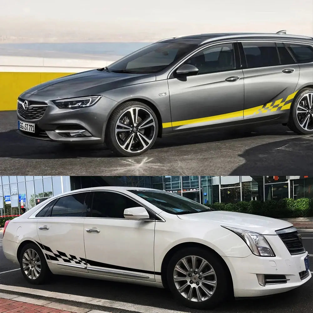 Sticker Master Yarış Çizgili Damalı Bayrak Araba Sticker Seti (2 Adet) Sticker Master