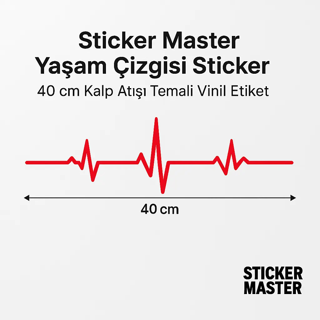 Sticker Master Yaşam Çizgisi Sticker – 40 cm Kalp Atışı Temalı Vinil Etiket Sticker Master