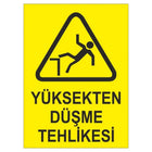 Yüksekten Düşme Tehlikesi Levhası Uyarı Sticker | Sticker Master