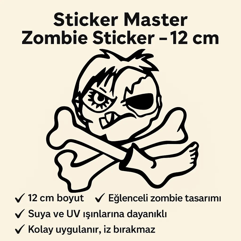 Sticker Master Zombie Sticker – 12 cm Mizahi Korku Temalı Etiket Sticker Master