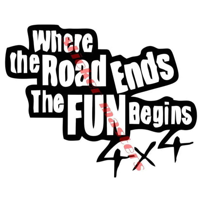 Sticker Master “Where The Road Ends The Fun Begins” 4x4 Sticker Seti | Off-Road, Motor, Kask, Araba, Laptop İçin Dayanıklı Etiket Decal Sticker Master