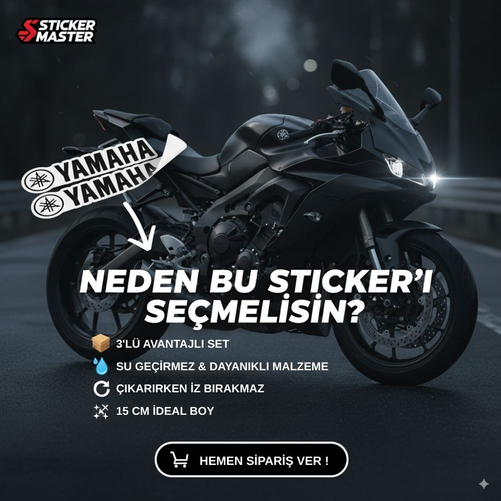Sticker Master 3 Adet Yamaha Araç Sticker Seti - 15 Cm Motor Çıkartma Etiket