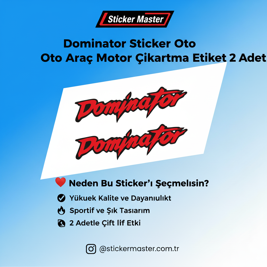 Sticker Master Dominator Sticker Oto Araç Motor Çıkartma Etiket 2 Adet