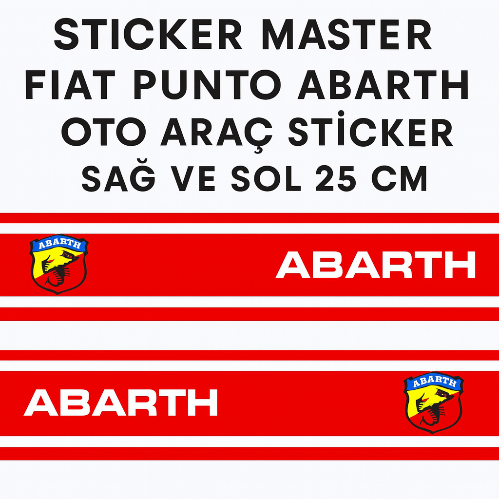 Sticker Master Fiat Punto Abarth Oto Araç Sticker - Sağ ve Sol 25 Cm