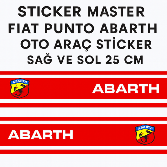 Sticker Master Fiat Punto Abarth Oto Araç Sticker - Sağ ve Sol 25 Cm