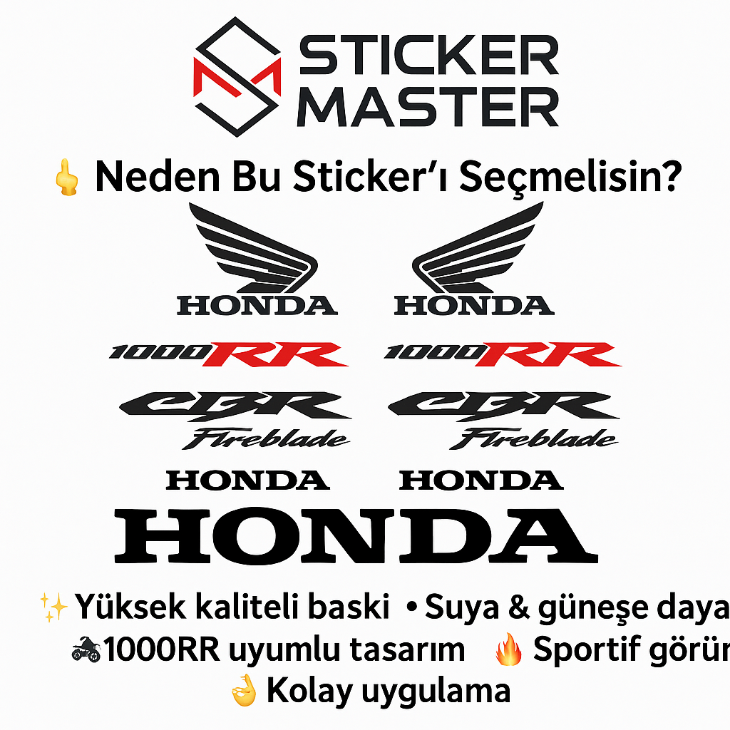 Sticker Master Honda 1000RR Komple Sticker Set Motor Çıkartma Etiket