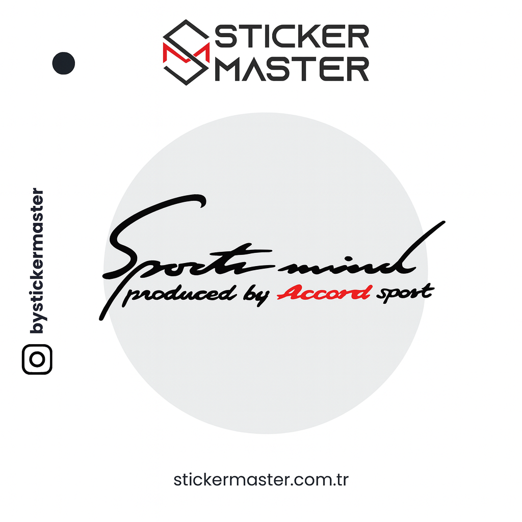 Sticker Master Honda Accord Sports Mind Sticker Oto Araç Çıkartma Etiket 30 Cm