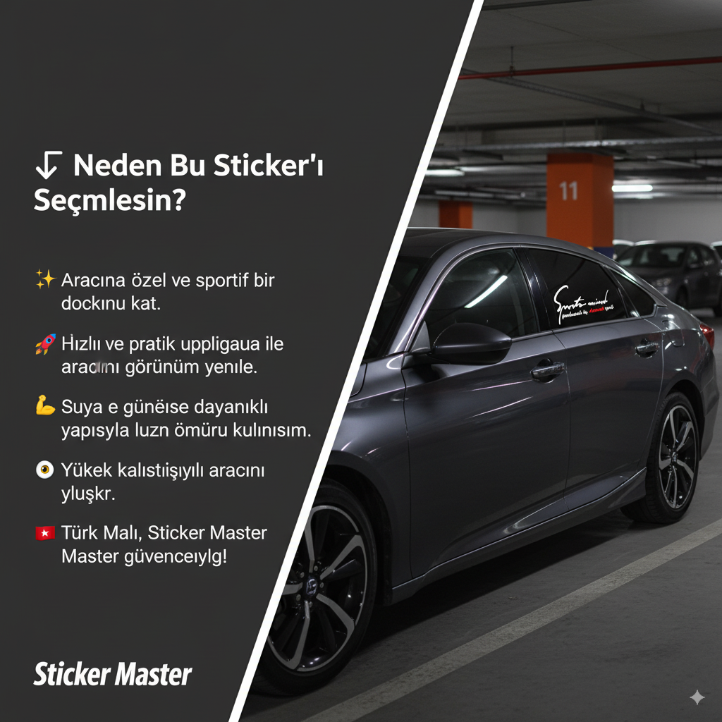 Sticker Master Honda Accord Sports Mind Sticker Oto Araç Çıkartma Etiket 30 Cm