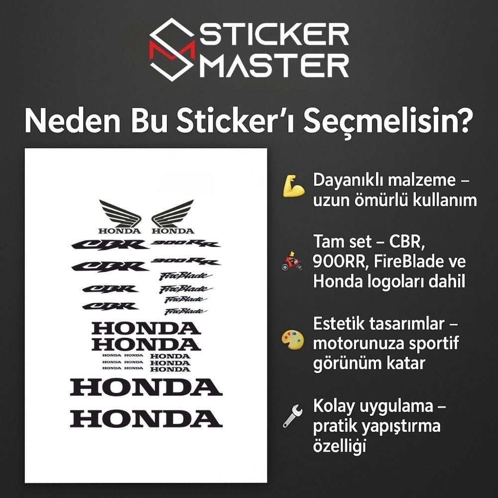 Sticker Master Honda Cbr 900RR Komple Sticker Set Motor Çıkartma Etiket