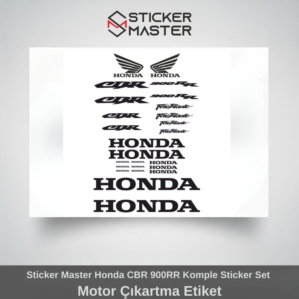 Sticker Master Honda Cbr 900RR Komple Sticker Set Motor Çıkartma Etiket