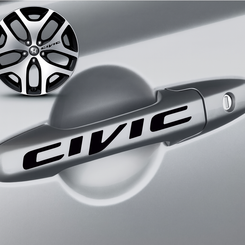 Sticker Master Honda Civic Kapı Kolu Jant Sticker Oto Araç Çıkartma Etiket 8 Adet