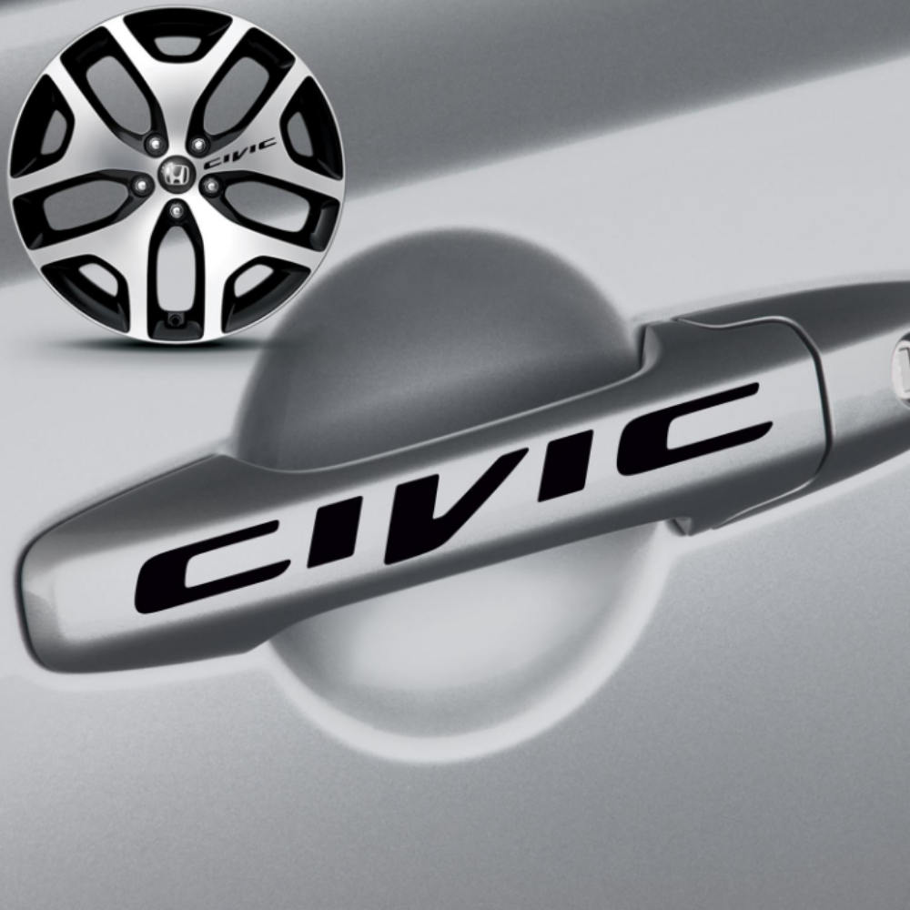 Sticker Master Honda Civic Kapı Kolu Jant Sticker Oto Araç Çıkartma Etiket 8 Adet