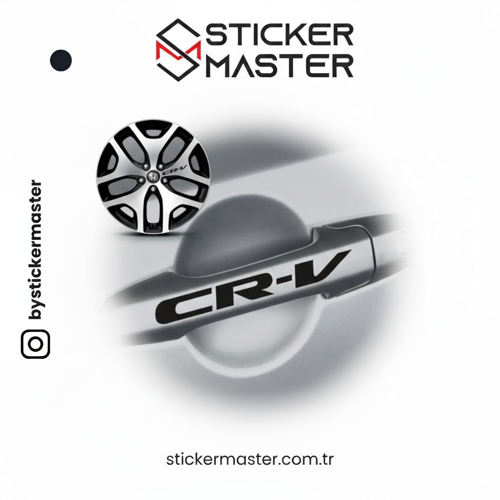Sticker Master Honda Crv Kapı Kolu Jant Sticker Oto Araç Çıkartma Etiket 8 Adet