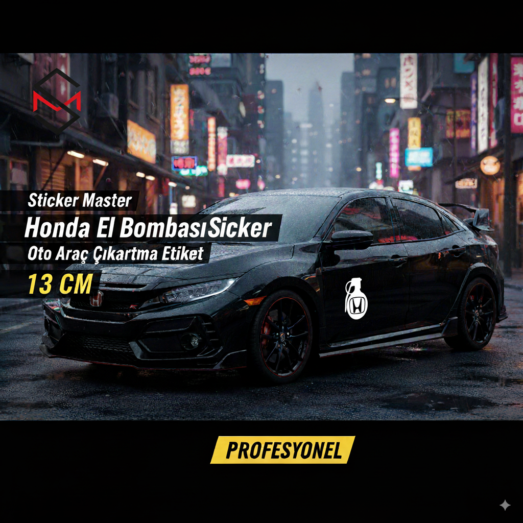 Sticker Master Honda El Bombası Sticker Oto Araç Çıkartma Etiket 13 Cm