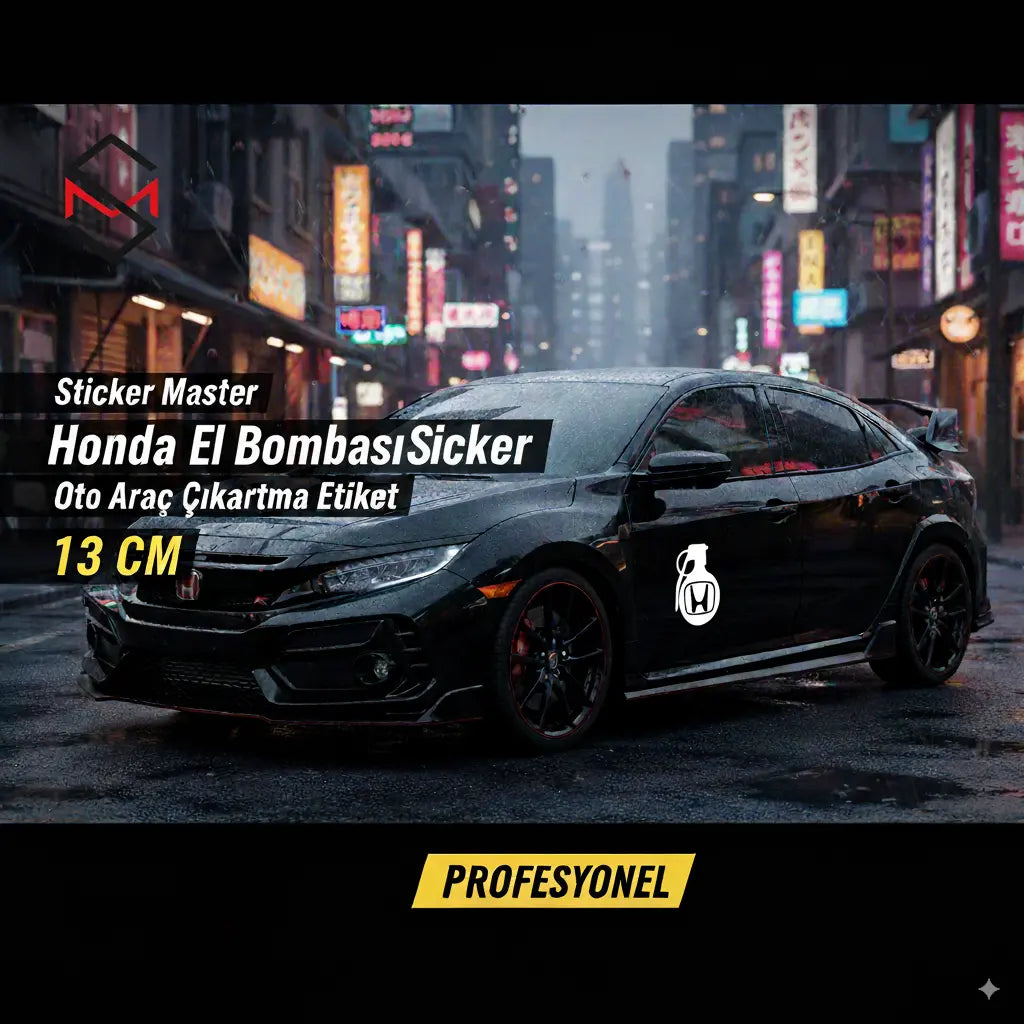 Sticker Master Honda El Bombası Sticker Oto Araç Çıkartma Etiket 13 Cm Sticker Master