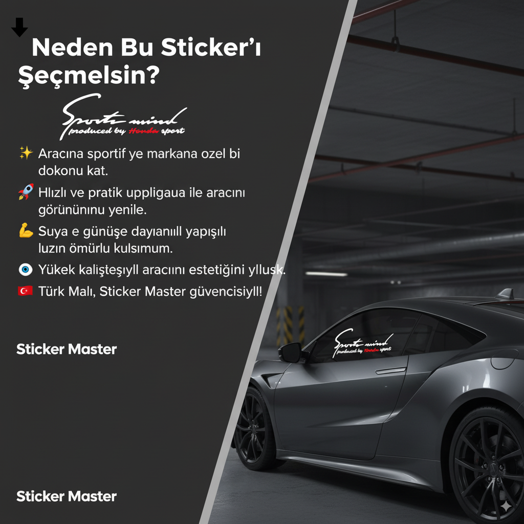 Sticker Master Honda İntegra Sports Mind Sticker Oto Araç Çıkartma Etiket 30 Cm