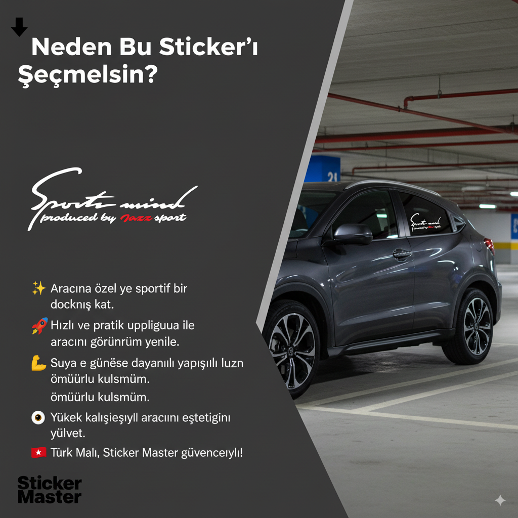 Sticker Master Honda Jazz Sports Mind Sticker Oto Araç Çıkartma Etiket 30 Cm