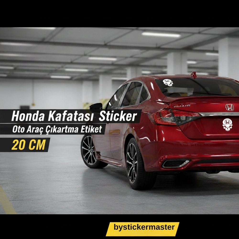 Sticker Master Honda Kafatası Sticker Oto Araç Çıkartma Etiket 20 Cm