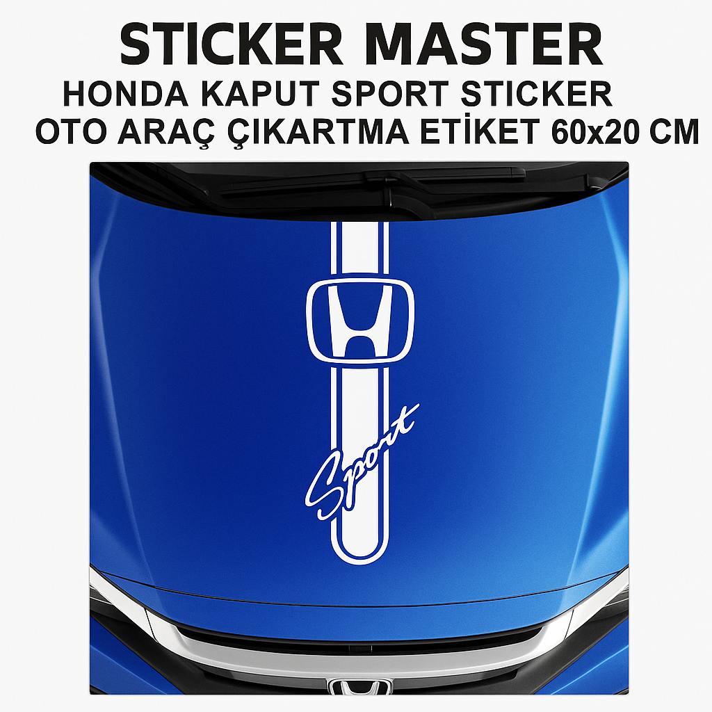 Sticker Master Honda Kaput Sport Sticker Oto Araç Çıkartma Etiket 60x20 Cm