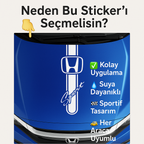 Sticker Master Honda Kaput Sport Sticker Oto Araç Çıkartma Etiket 60x20 Cm