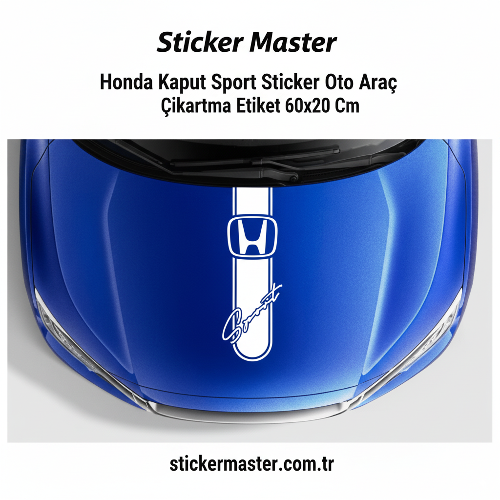 Sticker Master Honda Kaput Sport Sticker Oto Araç Çıkartma Etiket 60x20 Cm