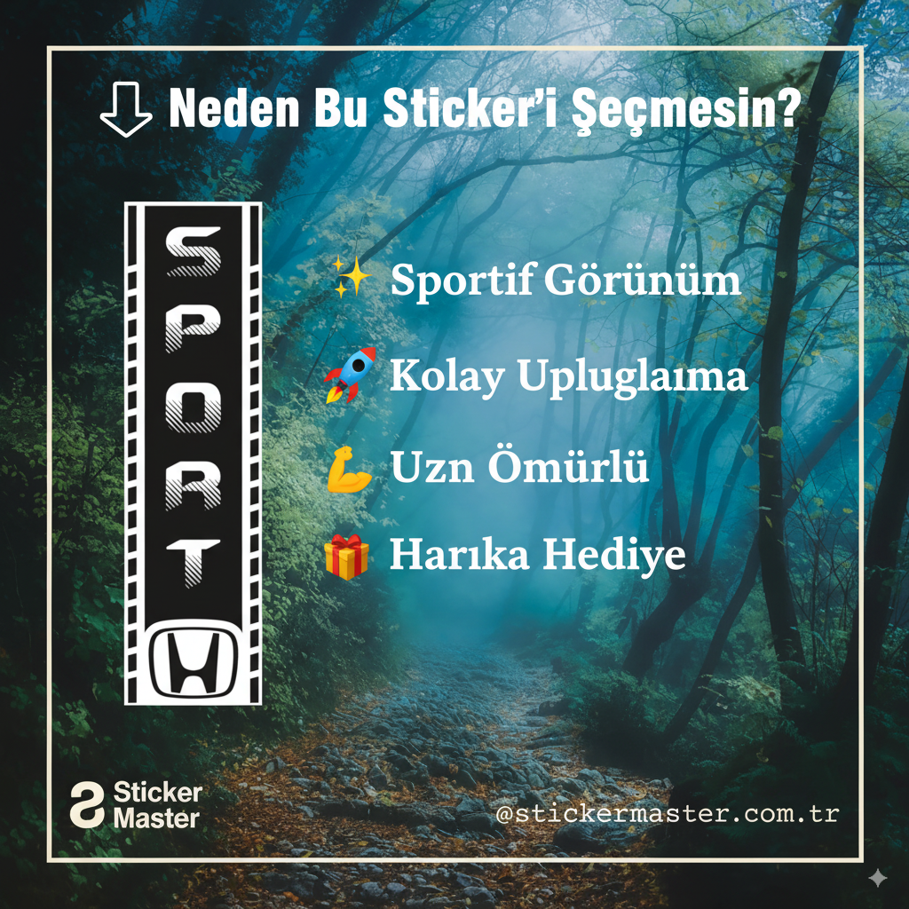 Sticker Master Honda Kısa Şerit Sticker Oto Araç Çıkartma Etiket 60 Cm