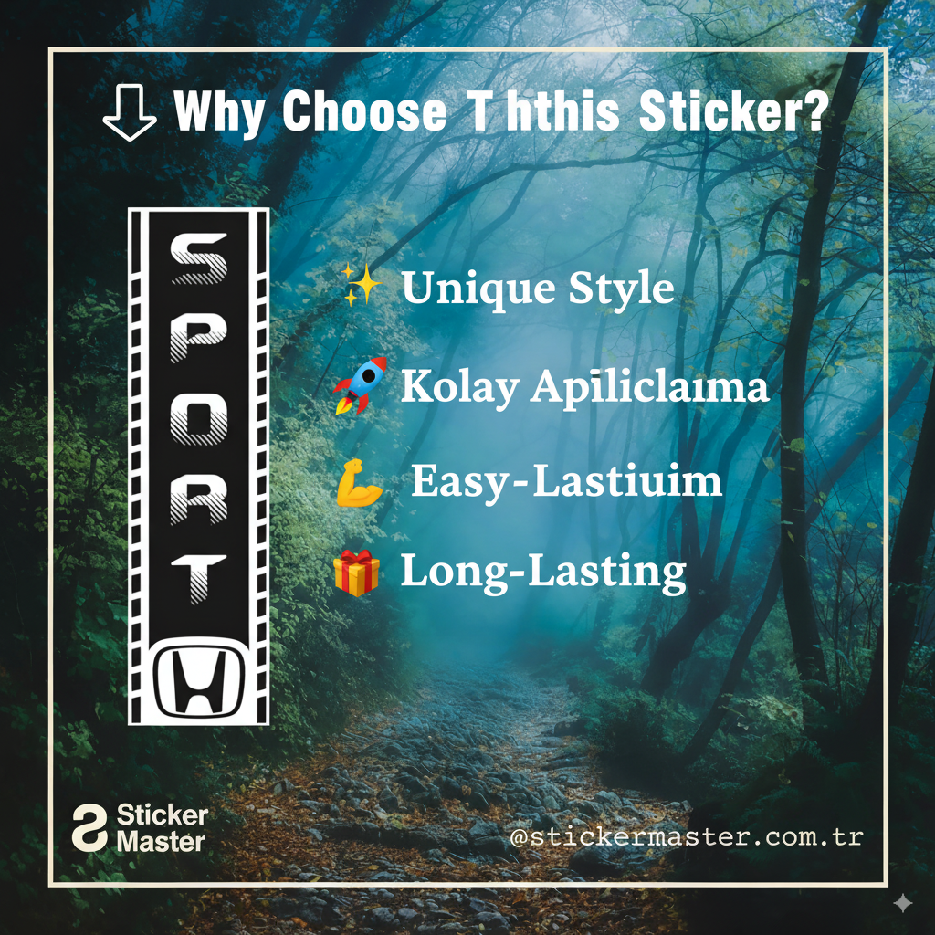 Sticker Master Honda Kısa Şerit Sticker Oto Araç Çıkartma Etiket 60 Cm