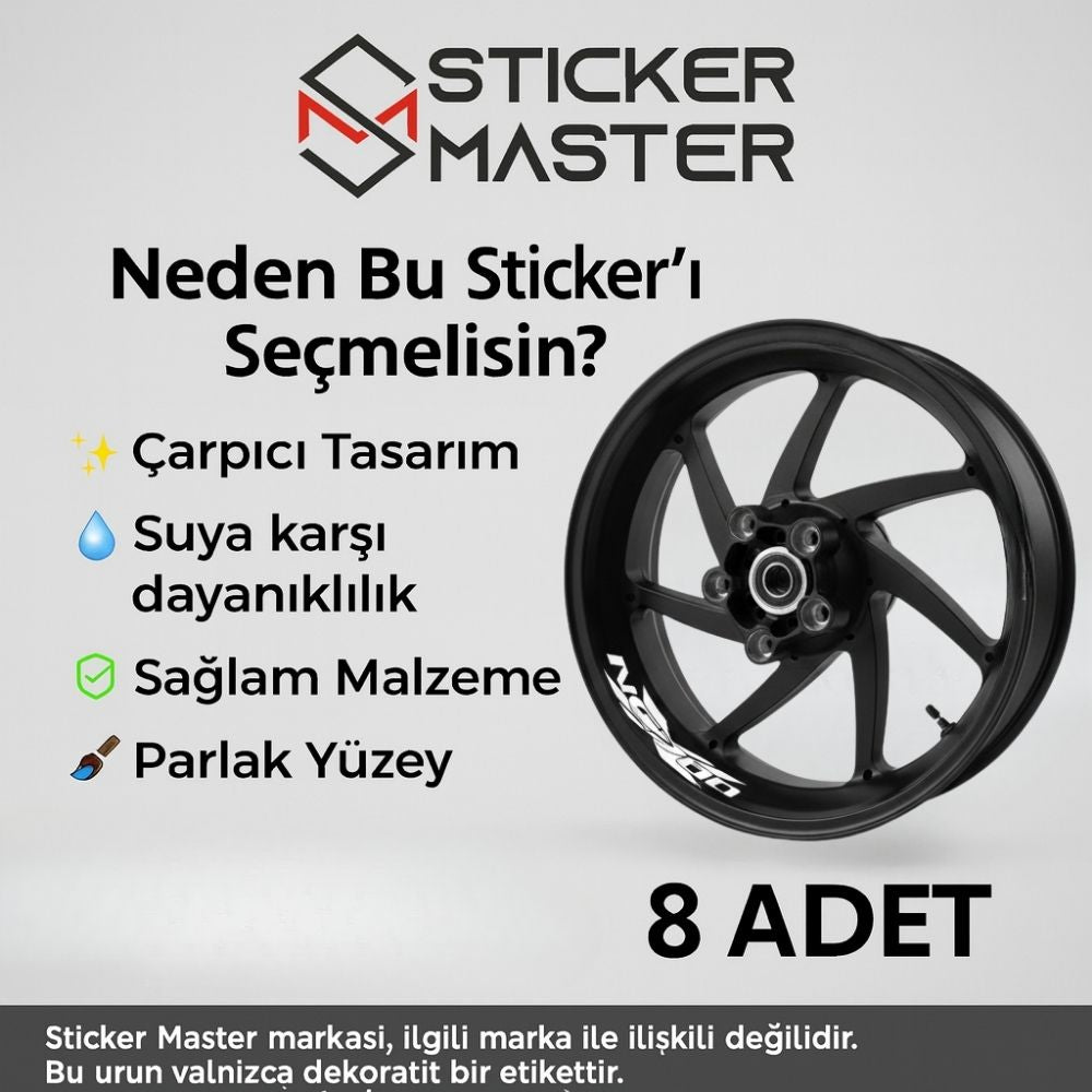 Sticker Master Honda Nc700x Jant İçi  Sticker Set Motor Çıkartma Etiket 8 Adet