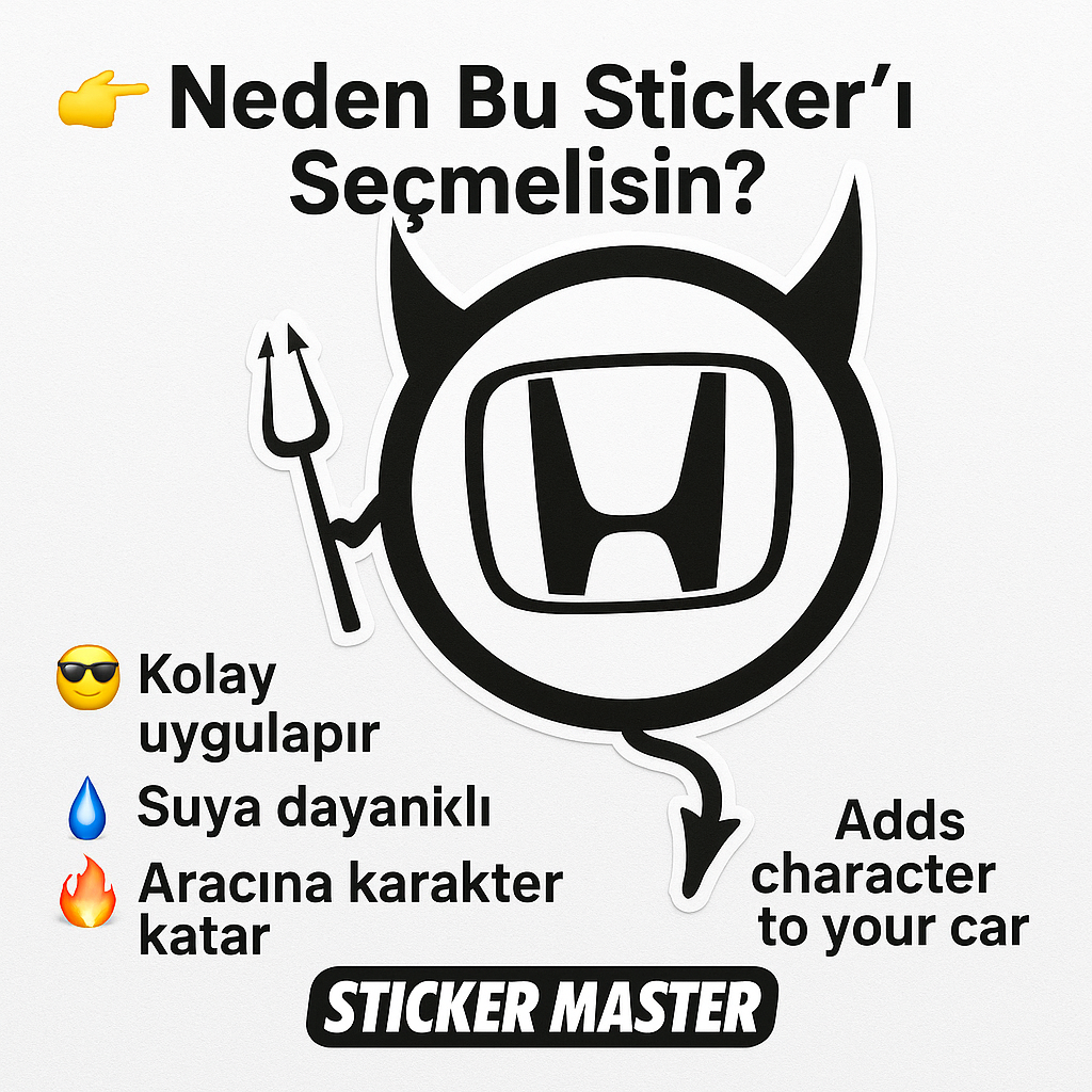 Sticker Master Honda Şeytan Sticker Oto Araç Çıkartma Etiket 15 Cm