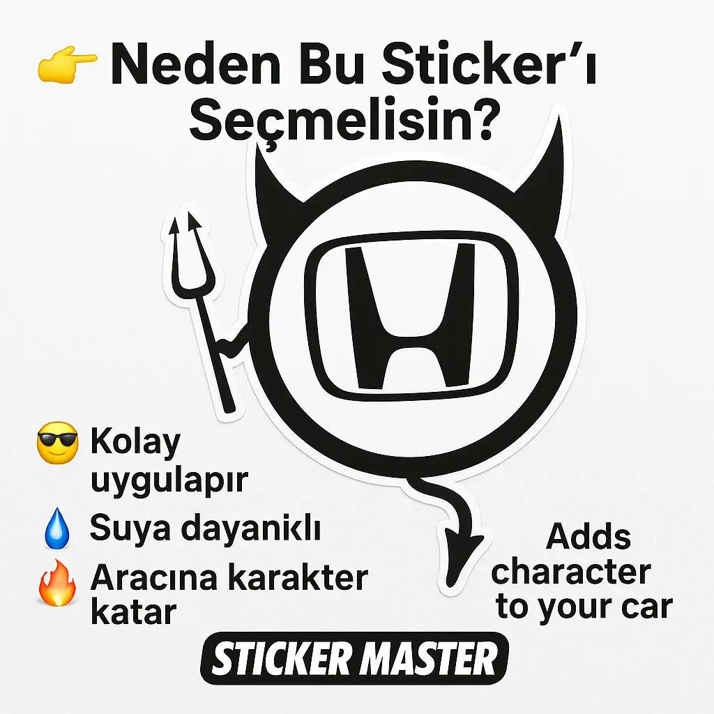 Sticker Master Honda Şeytan Sticker Oto Araç Çıkartma Etiket 15 Cm Sticker Master