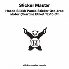 Sticker Master Honda Silahlı Panda Sticker Oto Araç Motor Çıkartma Etiket 15x15 Cm