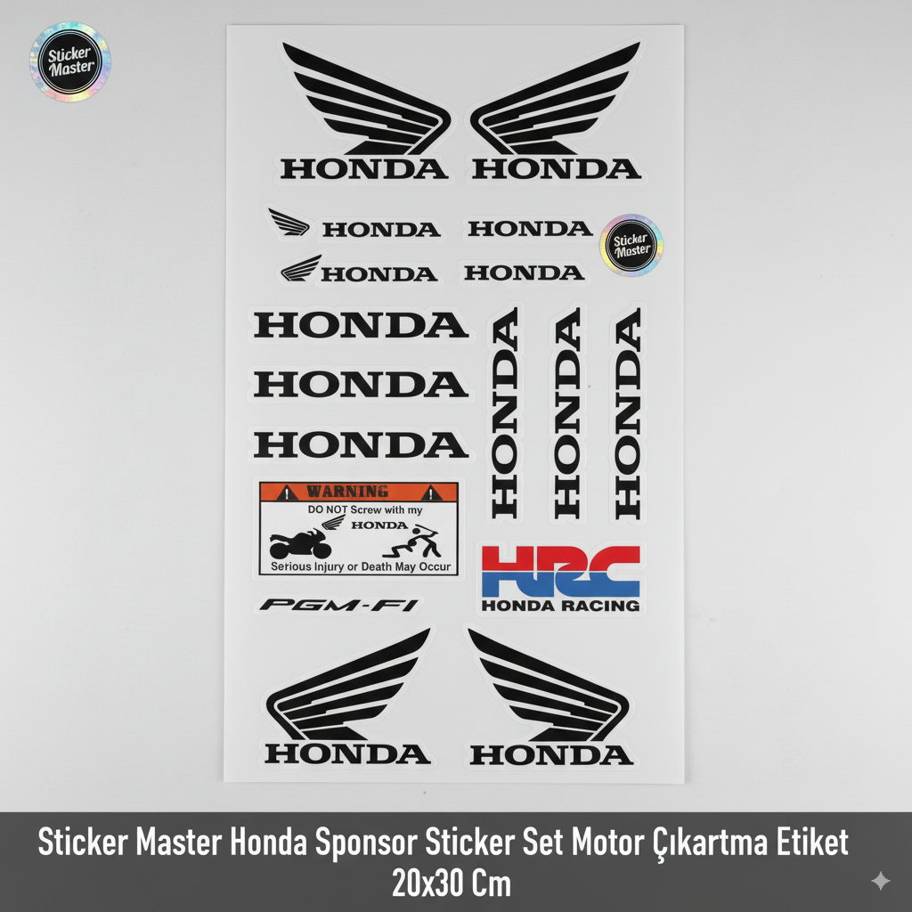 Sticker Master Honda Sponsor Sticker Set Motor Çıkartma Etiket 20x30 Cm