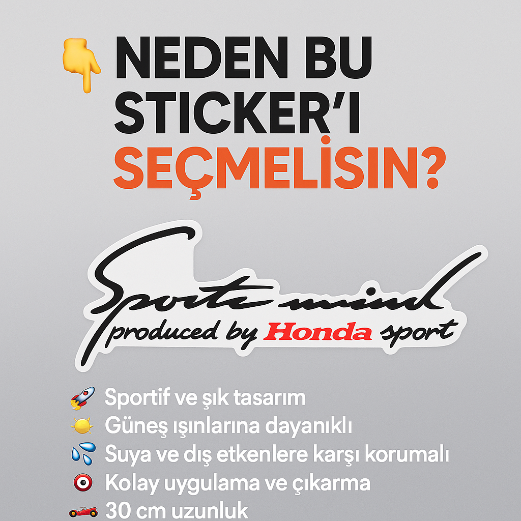 Sticker Master Honda Sports Mind Sticker Oto Araç Çıkartma Etiket 30 Cm
