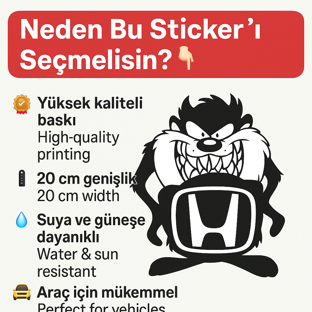 Sticker Master Honda Taz Sticker Oto Araç Çıkartma Etiket 20 Cm