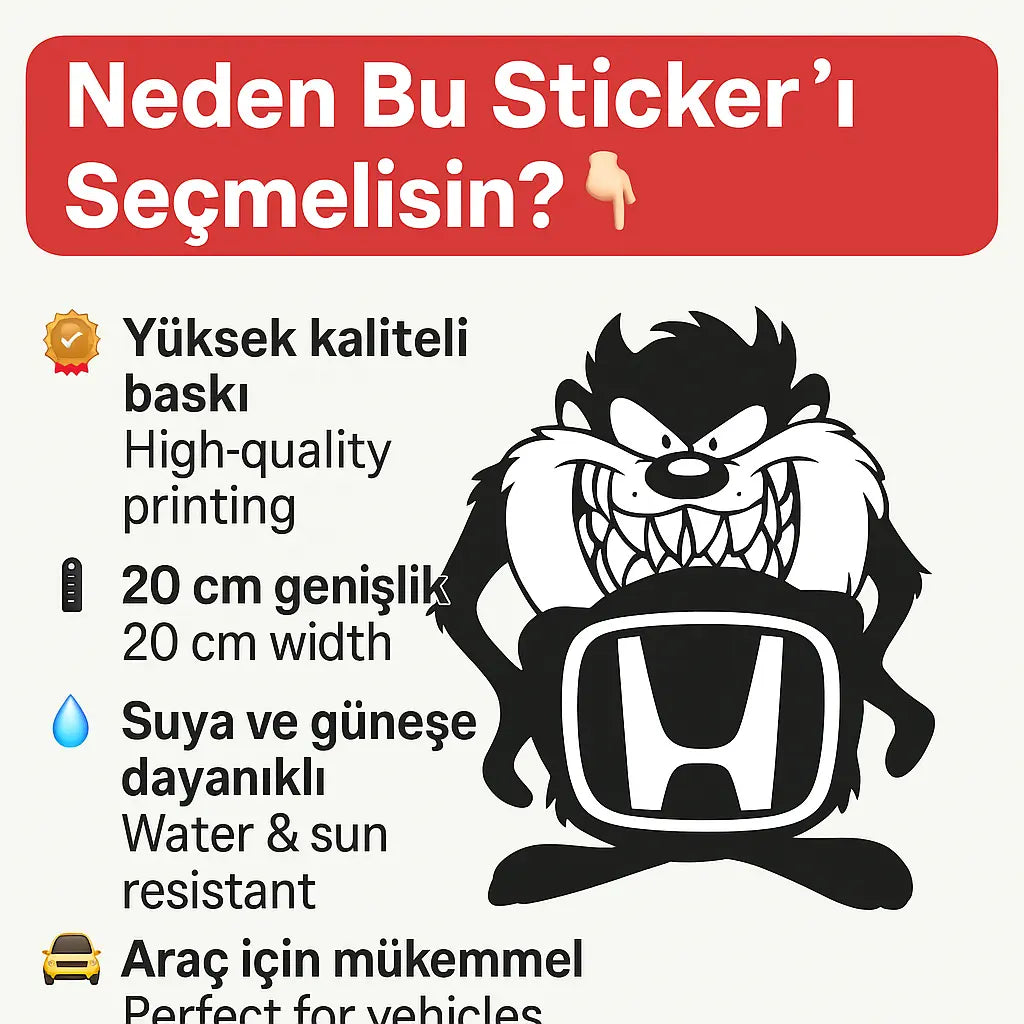 Sticker Master Honda Taz Sticker Oto Araç Çıkartma Etiket 20 Cm Sticker Master